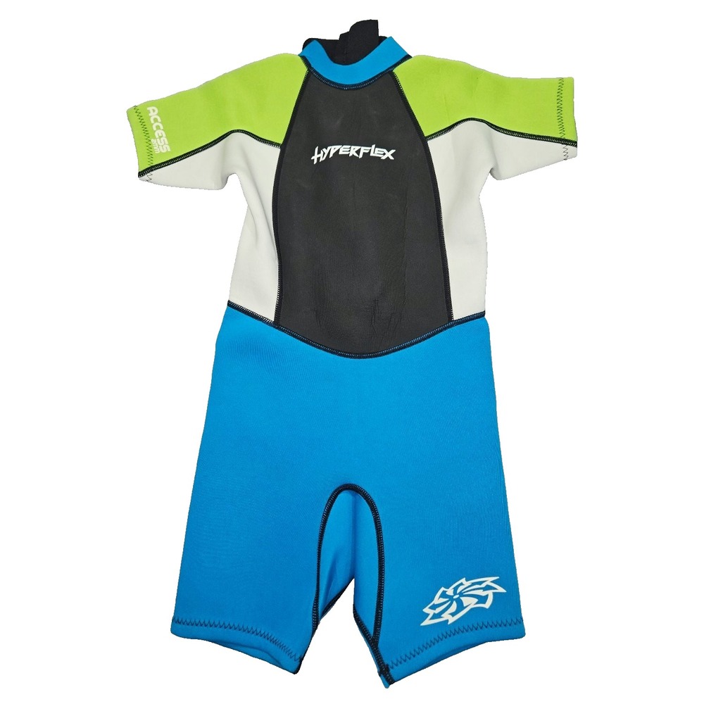 Hyperflex Access Youth Size 8 Wetsuit Shorty Blue Green Black Kids Springsuit